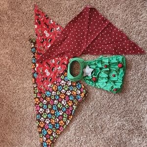 Small dog Christmas outfit & 3 scarves